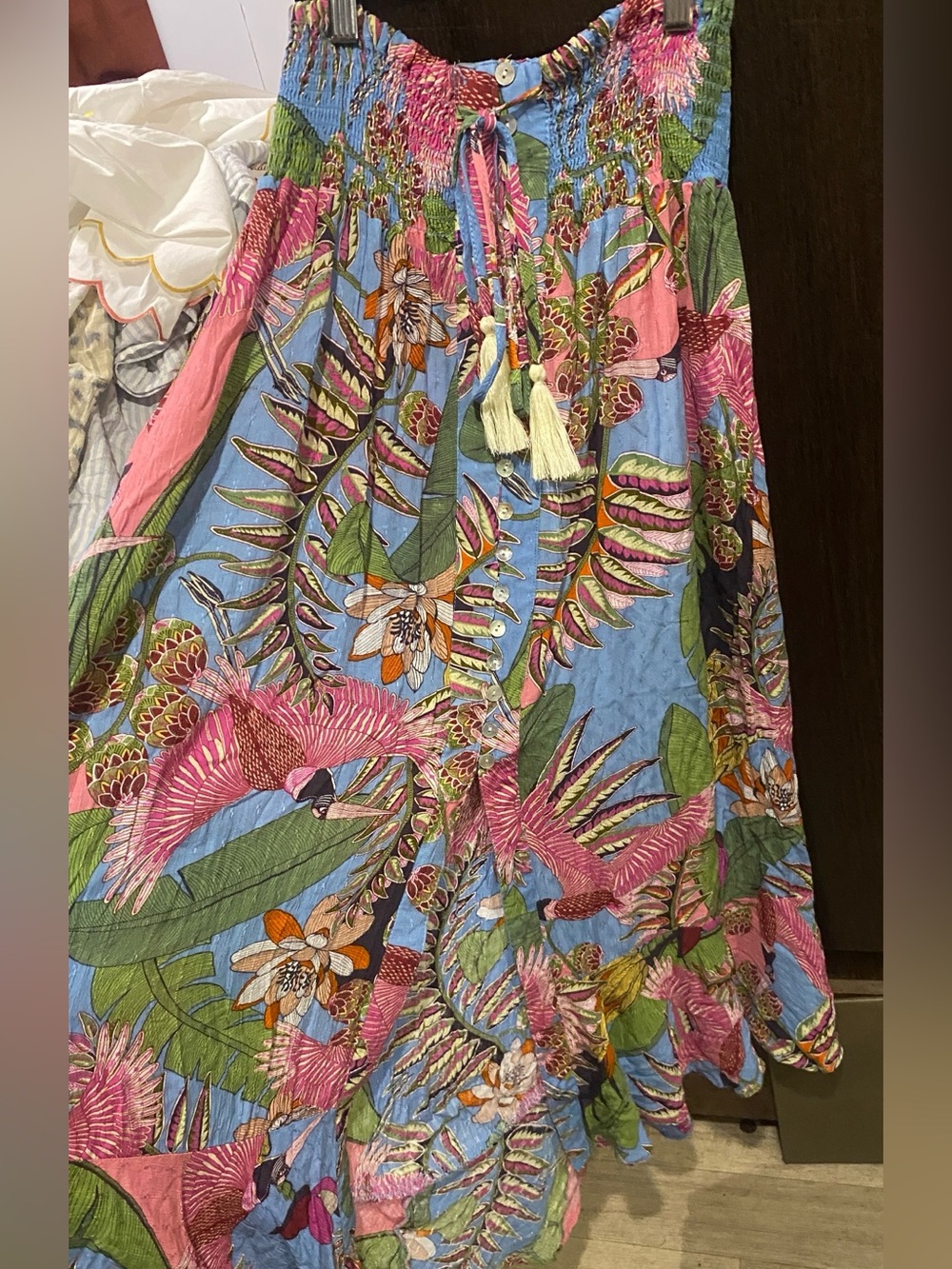 Rachel Zoe Boho Floral Print Maxi Skirt stretch waist S tropical